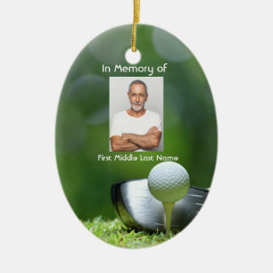 Memorial Photo Golfer Golf Course Golfing Ceramic Ornament