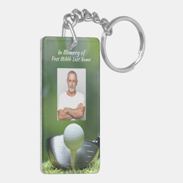 Memorial Photo Golfer Golf Course Golfing Key Ring (Back Left)