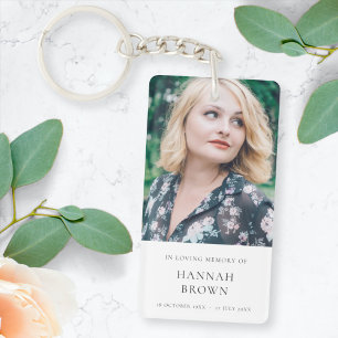 Memorial Photo   In Loving Memory Modern Elegant Key Ring