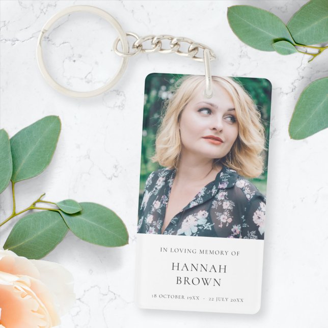 Memorial Photo | In Loving Memory Modern Elegant Key Ring (Creator Uploaded)