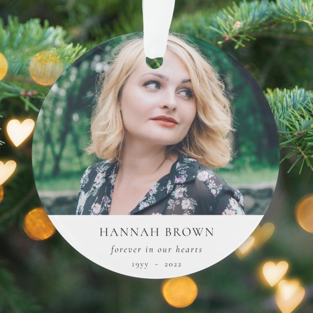 Memorial Photo | In Loving Memory Modern Elegant Ornament (Creator Uploaded)