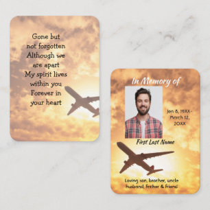 Memorial Photo Keepsake Airplane Pilot Business Card