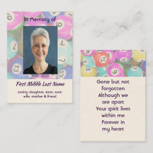 Memorial Photo Keepsake Bingo Game Business Card