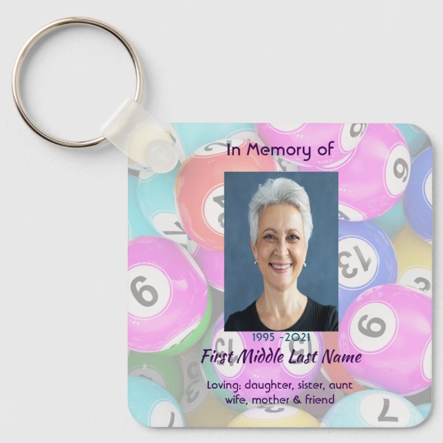  Memorial Photo Keepsake Bingo Game  Key Ring (Front)