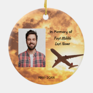 Memorial Photo Keepsake Pilot Aeroplane Flying Ceramic Ornament
