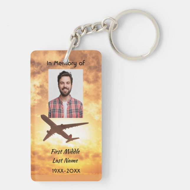 Memorial Photo Keepsake Pilot Aeroplane Flying Key Ring (Back)