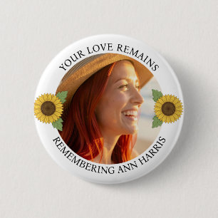Memorial Photo Keepsake   Sunflowers 6 Cm Round Badge