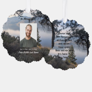  Memorial Photo Lake Mountain Trees Tree Decoration Card