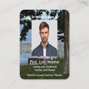 Memorial Photo Lake Park Bench Keepsake Business Card