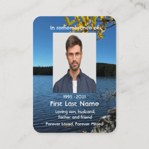 Memorial Photo Lake Trees Pocket Keepsake Business Card