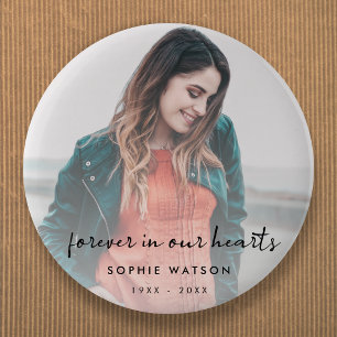Memorial Photo Modern Stylish Funeral Favour 6 Cm Round Badge