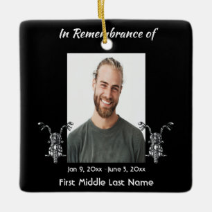 Memorial Photo Motorcycle Biker  Ceramic Ornament
