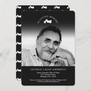 Memorial photo motorcycle funeral invitations