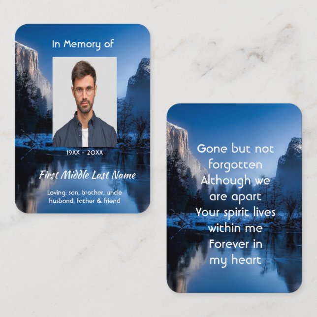  Memorial Photo Mountain Lake Winter Snow Business Card (Front/Back)