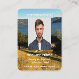 Memorial Photo Orchard Lake Autumn Leaves Keepsake Business Card