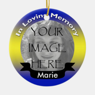 Memorial Photo Ornament Yellow & Blue