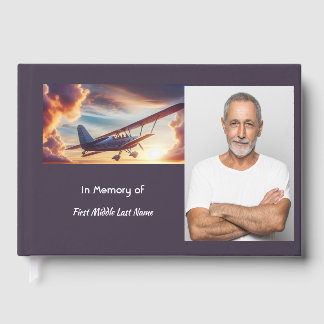 Memorial Photo Pilot Aeroplane Flying Sunset Guest Book