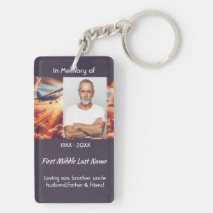 Memorial Photo Pilot Aeroplane Flying Sunset Key Ring