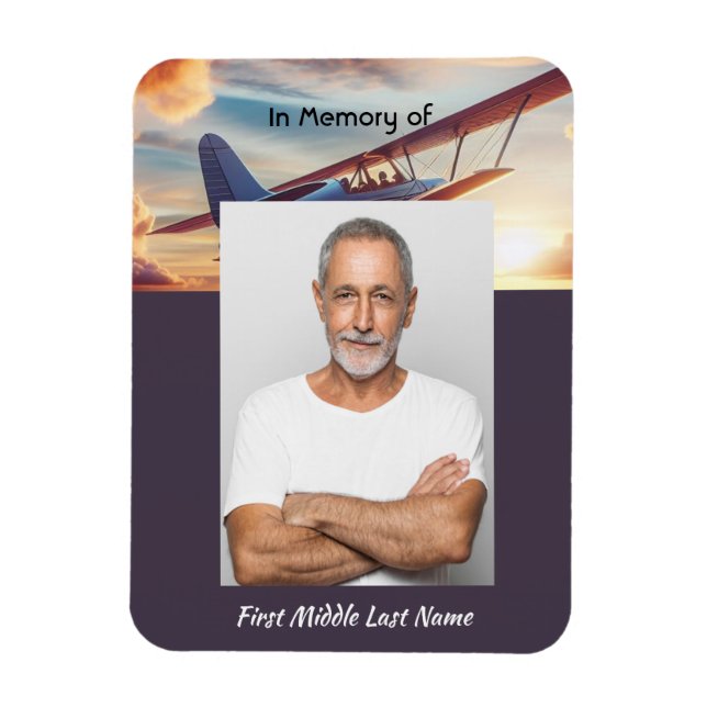 Memorial Photo Pilot Aeroplane Flying Sunset Magnet (Vertical)