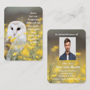 Memorial Photo Prayer Barn Owl Bird Nature Business Card