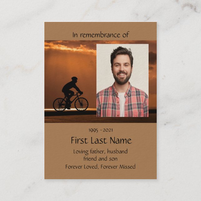 Memorial Photo Prayer Biking Cycling Bike  Business Card (Back)