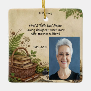 Memorial Photo Prayer Book Lover Librarian Reader Ceramic Ornament