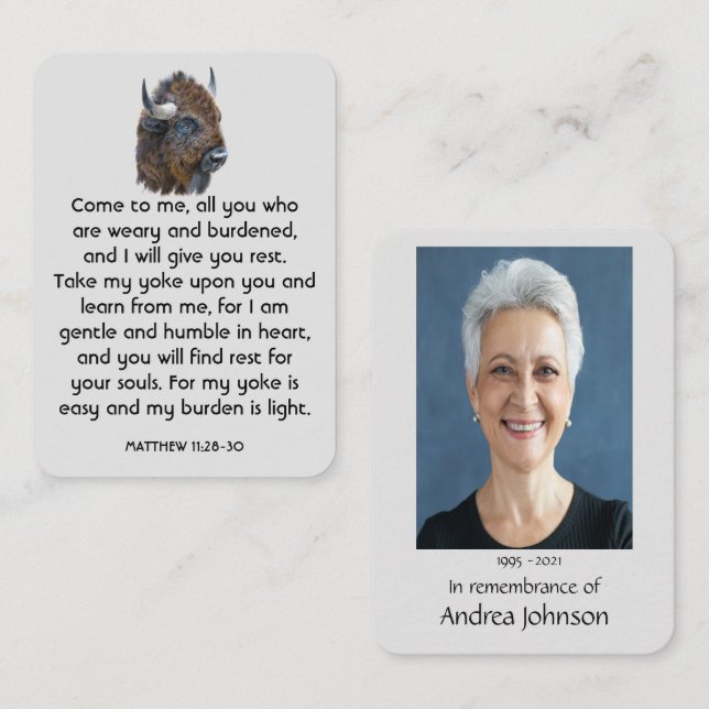 Memorial Photo Prayer Buffalo Bison Animal  Busine Business Card (Front/Back)