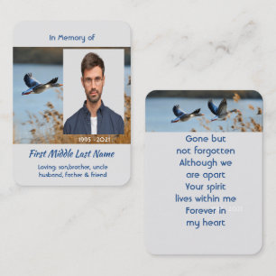 Memorial Photo Prayer Card Lake Geese Birds