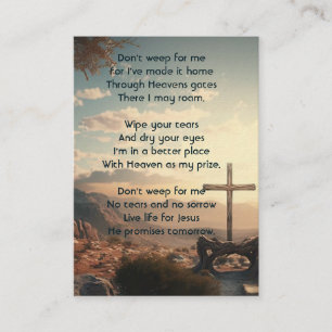 Memorial Photo Prayer Christian Cross Mountain  Business Card