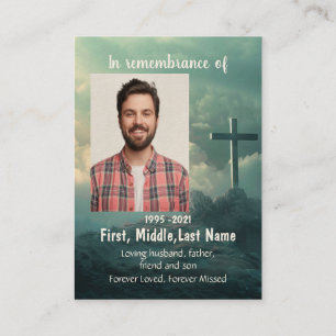 Memorial Photo Prayer Christian Cross Mountain  Business Card