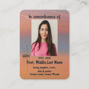 Memorial Photo Prayer Christian Sailboat Water Sky Business Card