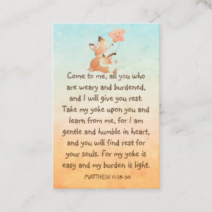 Memorial Photo Prayer Cute Little Fox Animal Child Business Card