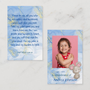 Memorial Photo Prayer Cute Little Mouse Children Business Card