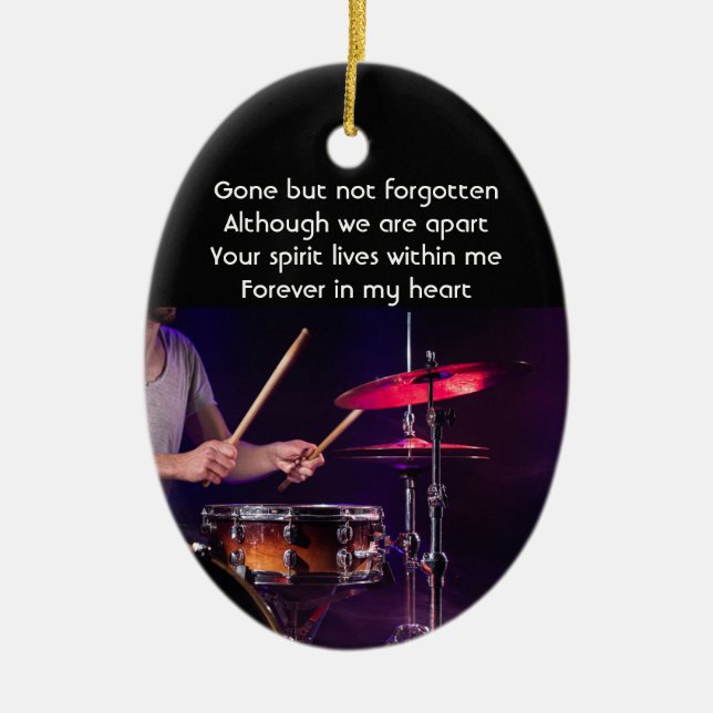 Memorial Photo Prayer Drummer Drums Band  Ceramic Ornament (Front)