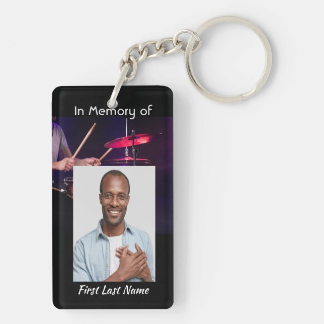 Memorial Photo Prayer Drummer Drums Band  Key Ring (Back)