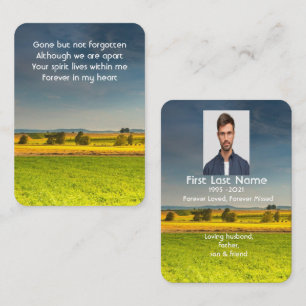 Memorial Photo Prayer Farm Crop Fields Landscape Business Card