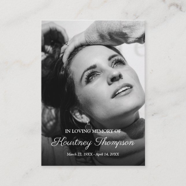 Memorial Photo Prayer | Funeral Favour Business Card (Front)