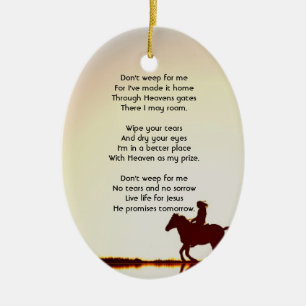  Memorial Photo Prayer Horse Back Riding Ceramic Ornament
