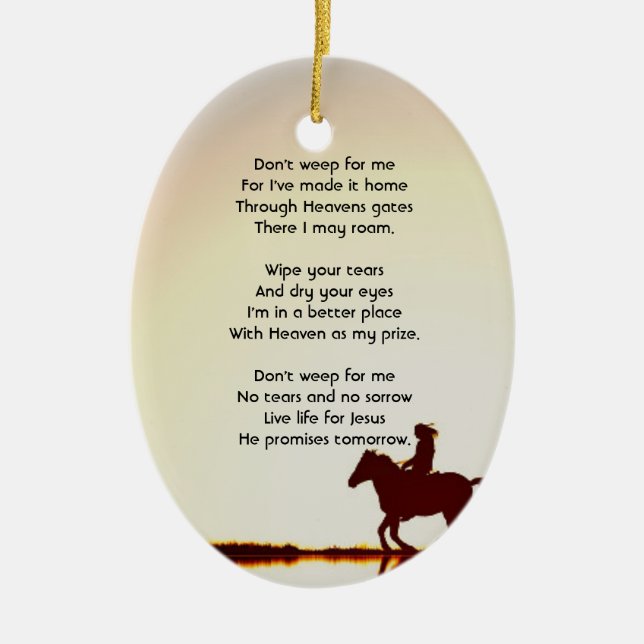  Memorial Photo Prayer Horse Back Riding Ceramic Ornament (Front)