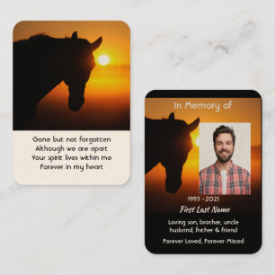 Memorial Photo Prayer Horse Silhouette Business Card