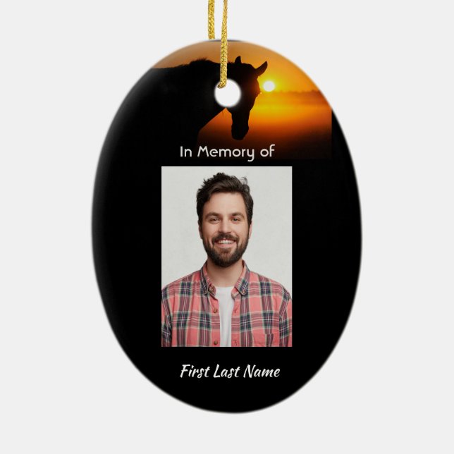  Memorial Photo Prayer Horse Western Ceramic Ornament (Back)