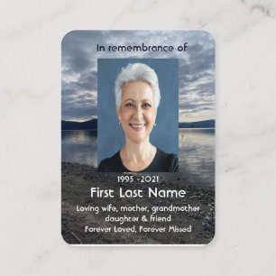 Memorial Photo Prayer Lake Evening Sunset Business Card