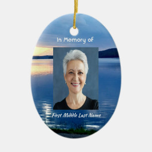 Memorial Photo Prayer Lake Sunrise Nature Ceramic Ornament