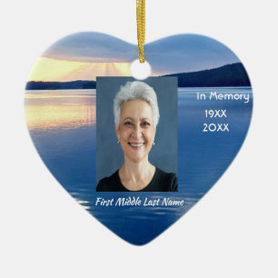 Memorial Photo Prayer Lake Sunrise Nature Ceramic Ornament