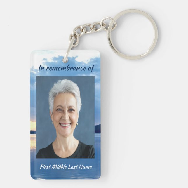 Memorial Photo Prayer Lake Sunrise Nature Key Ring (Back)