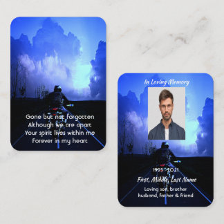 Memorial Photo Prayer Motorcycle Biker Business Card