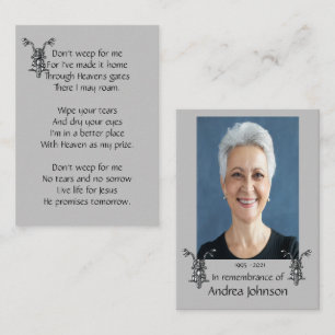 Memorial Photo Prayer Motorcycle Biker Christian B Business Card
