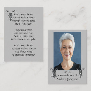 Memorial Photo Prayer Motorcycle Biker Christian Business Card
