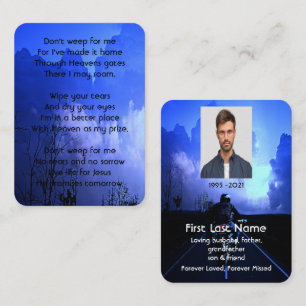 Memorial Photo Prayer Motorcycle Biker Christian Business Card