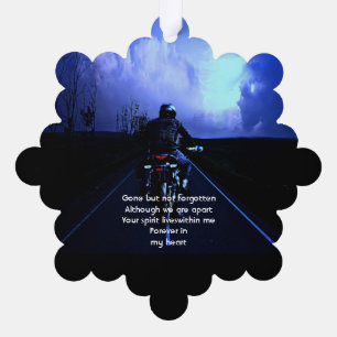Memorial Photo Prayer Motorcycle Biker  Tree Decoration Card